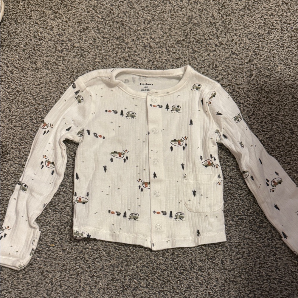 Gerber White Button Down Shirt with Animal Print